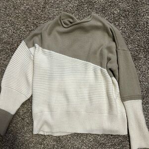 Two-Tone Gray and Cream Women's Sweater